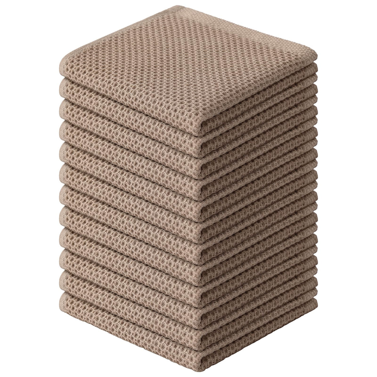 Kitinjoy 100% Cotton Waffle 6-Pack Kitchen Towels, 12" x 12", Dark Grey