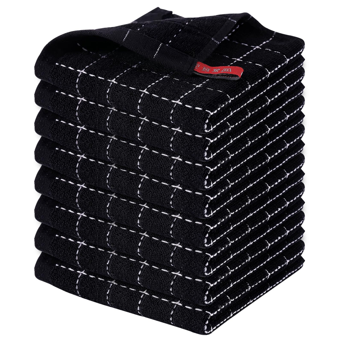 Homaxy 100% Cotton Terry Kitchen Dish Cloths, 6 Pack, Navy Blue