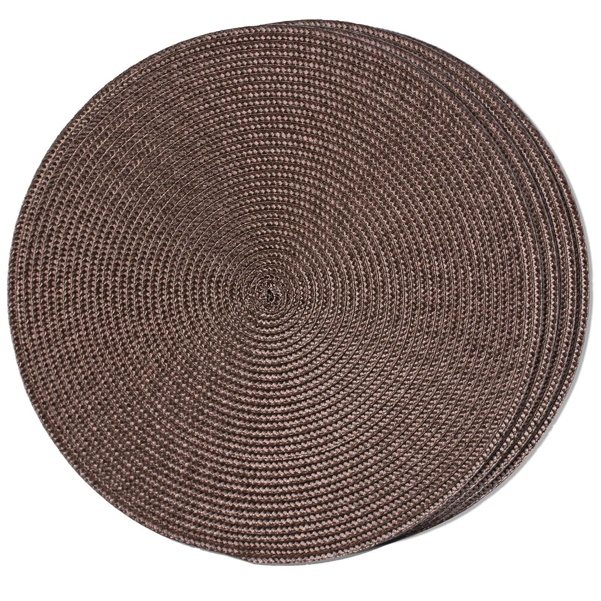 FunWheat Round Braided Placemats Set of 6 Table Mats for Dining Tables Woven Washable Non-Slip Place mats 15 inch(Orange, 6pcs)