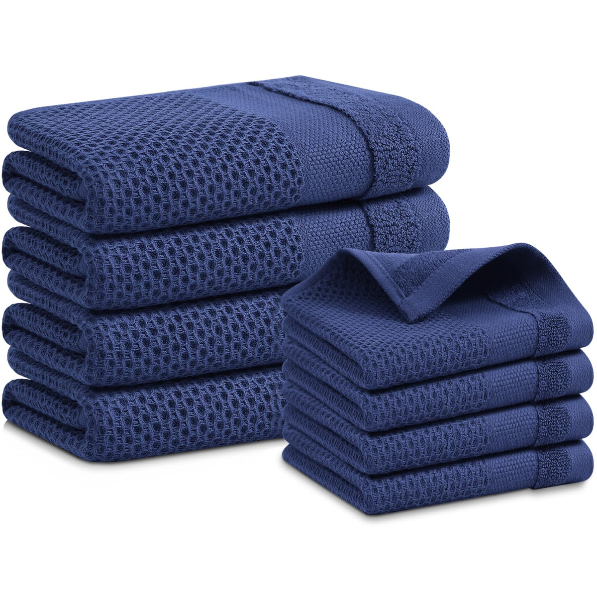 Homaxy 100% Cotton Dish Cloths, 8 Pack - 12 x 12 Inches, Black
