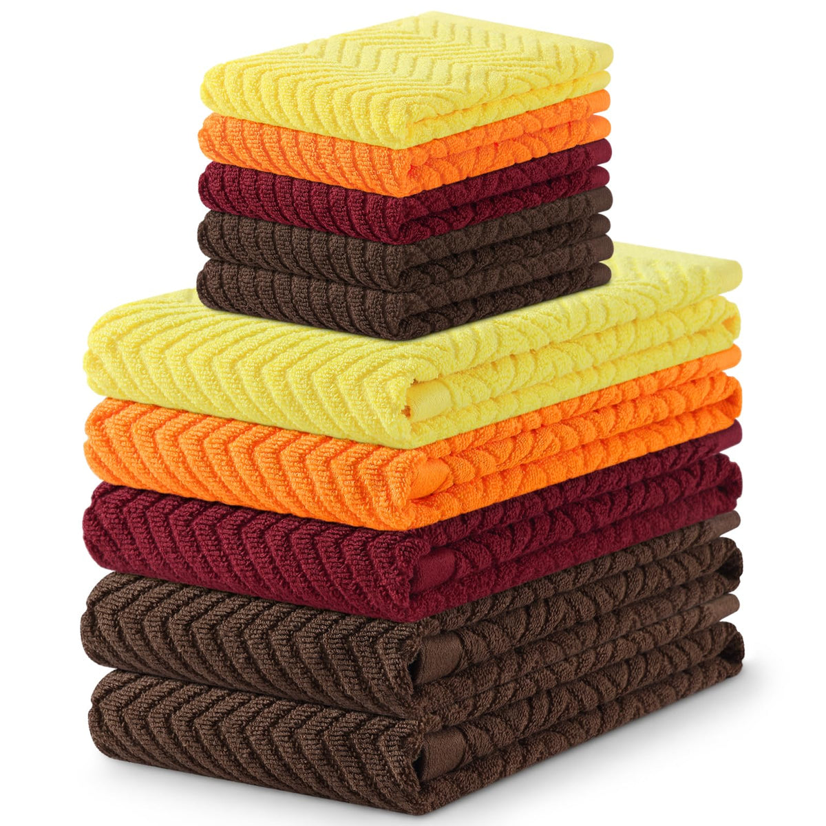 Homaxy 8 Pack 100% Cotton Kitchen Towels and Dishcloths Set, Burgundy