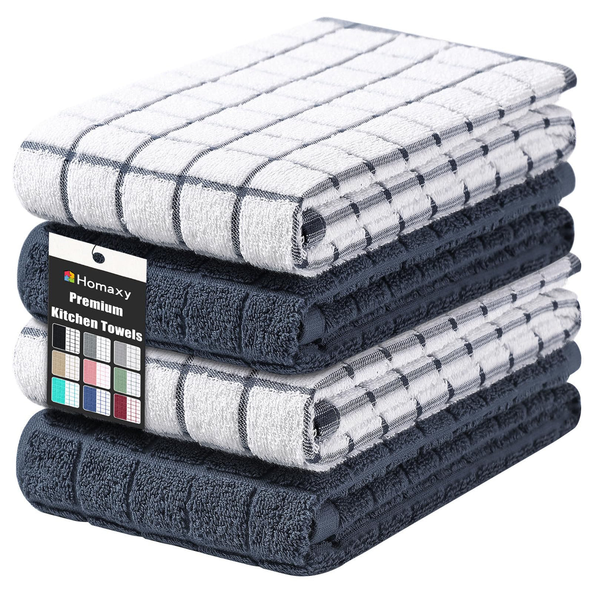 Homaxy Premium Cotton Kitchen Dish Cloths 12"x 12", 6 Pack, Tan