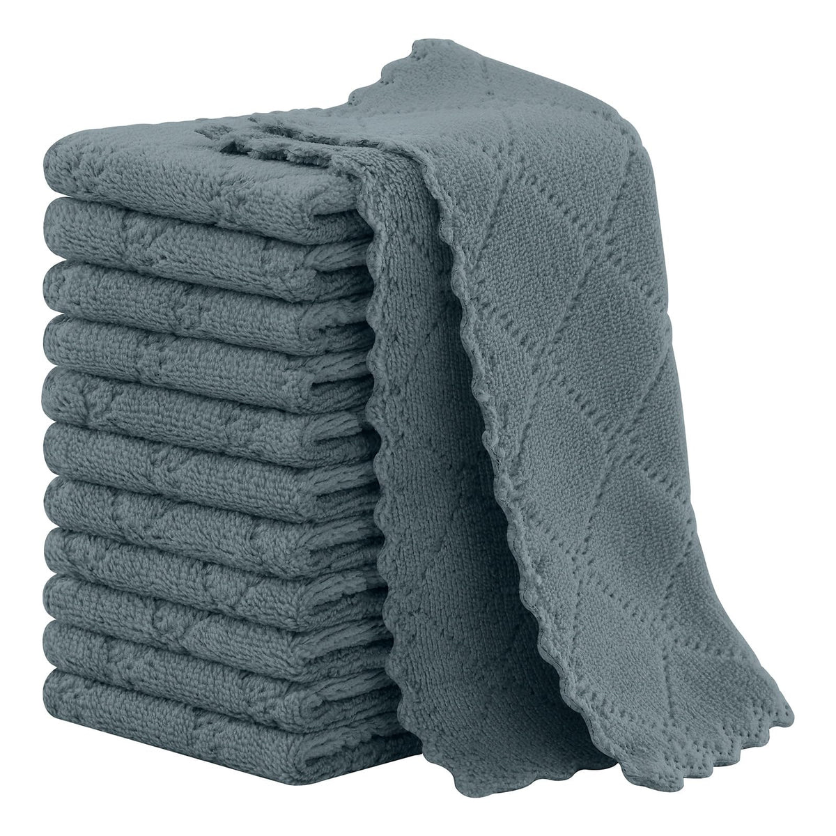 Homaxy 12 Pack Super Soft & Absorbent Dish Cloths, 10" x 10", Grey