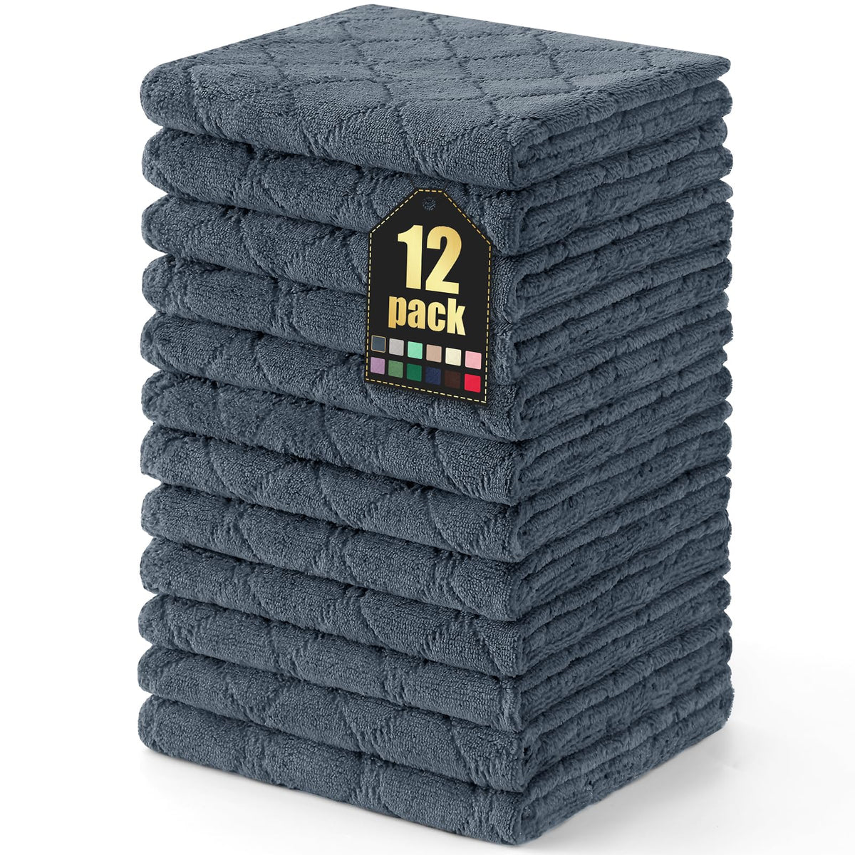 Homaxy 12 Pack Super Soft & Absorbent Dish Cloths, 10" x 10", Grey