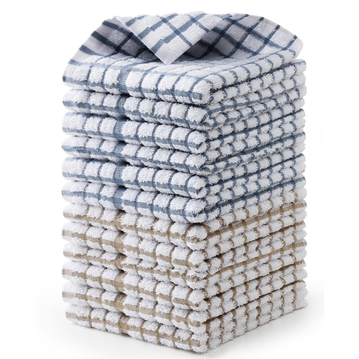 Egles 12 Pack 100% Cotton Kitchen Dish Cloths, 12 x 12 Inch Dishcloths