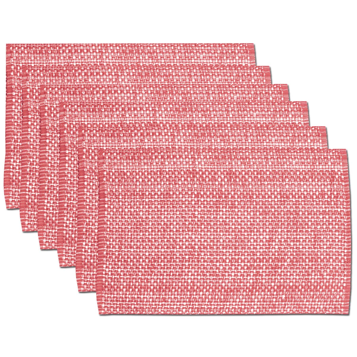 Sweet Home Collection 100% Cotton Placemats for Dining Room Rectangle Two Tone Woven Fabric 13" x 19" Soft Durable Table Mat Set, Set of 6, Eggshell