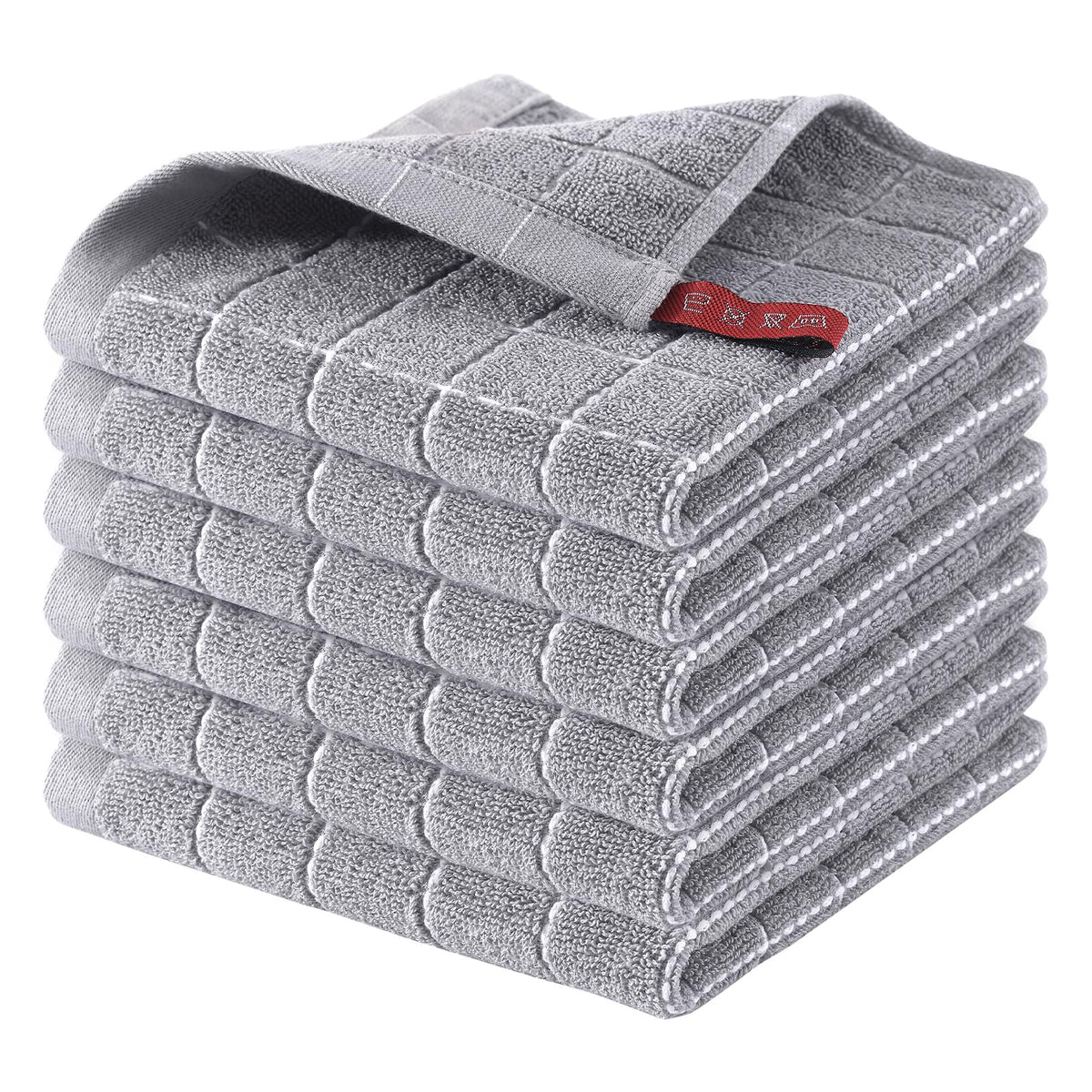 Homaxy 100% Cotton Terry Kitchen Dish Cloths, 6 Pack, Navy Blue