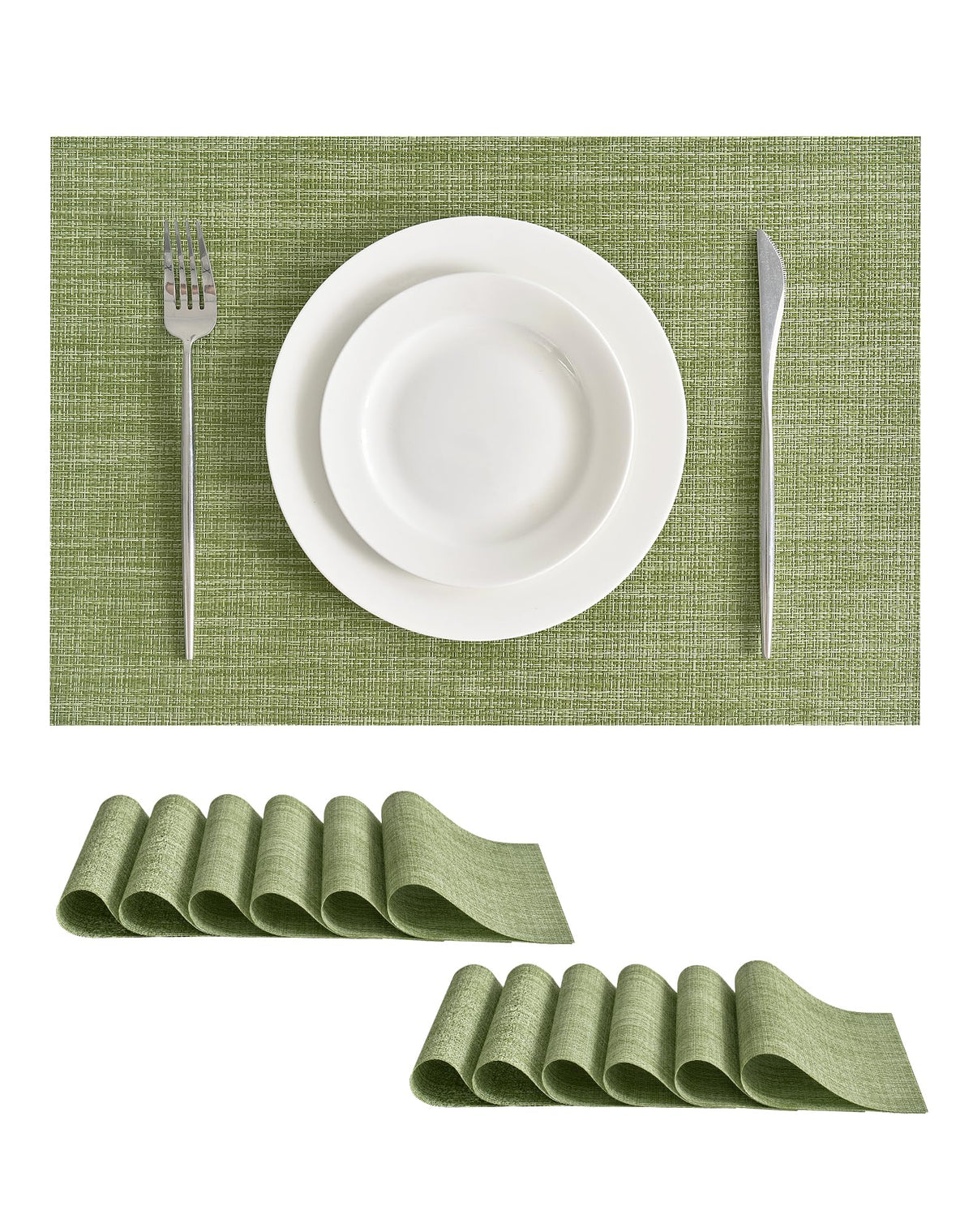 Beige Placemats Set of 4 - Heat-Resistant, Non-Slip Table Mats, Washable Woven Vinyl for Indoor & Outdoor Dining
