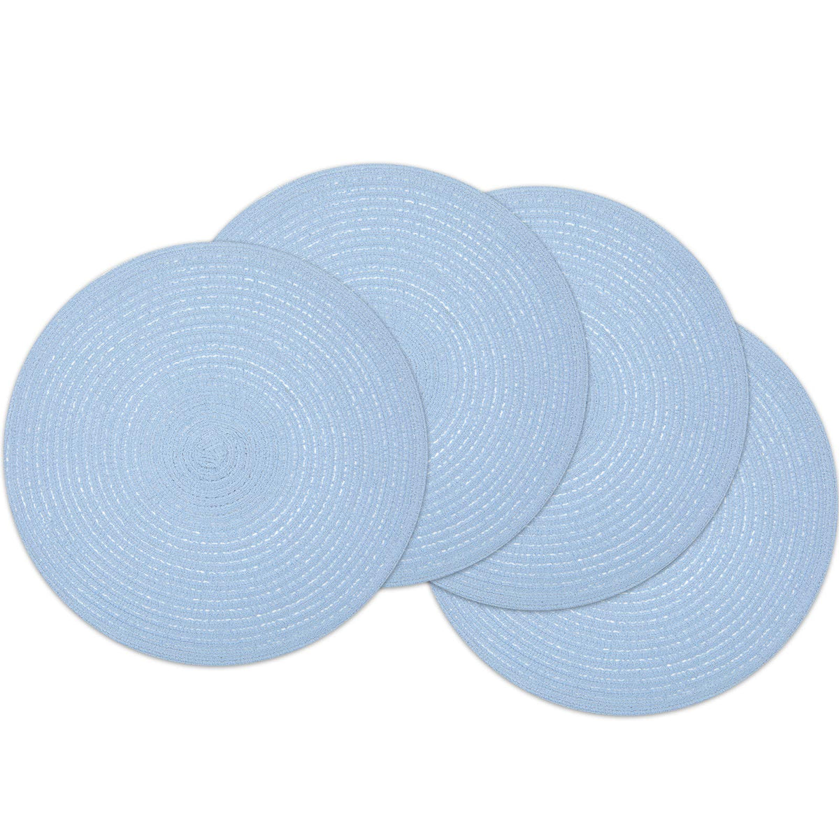 SHACOS Round Braided Placemats Set of 4 Dining Table Placemats 15 inch Circle Place Mats Easy to Clean Table Mats Indoor Outdoor, Blue Gray