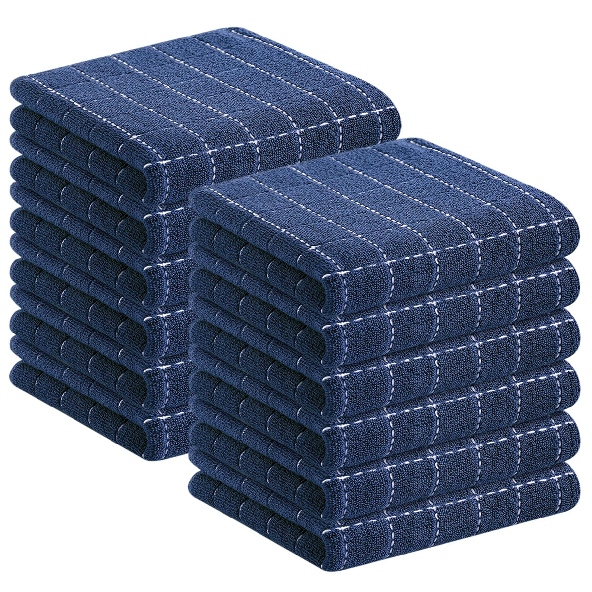 Homaxy 100% Cotton Terry Kitchen Dish Cloths, 6 Pack, Navy Blue