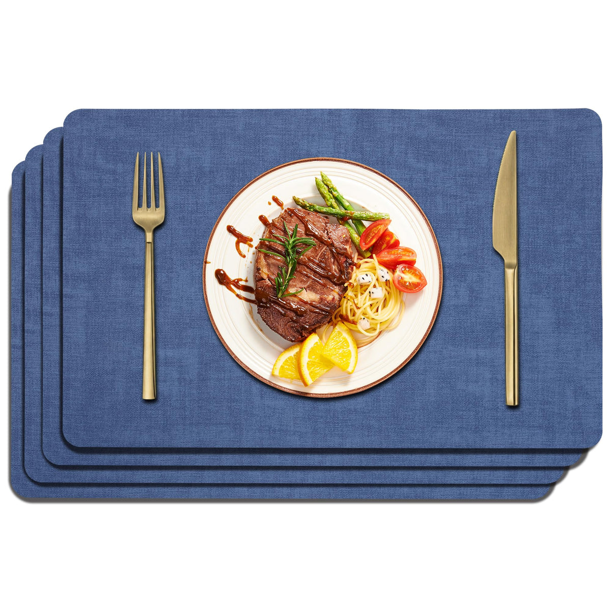 Maxpearl Faux Leather Placemats Set of 6, Easy to Clean, Brown