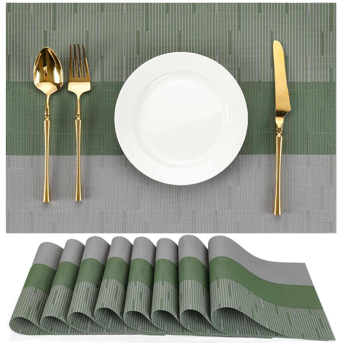 Placemats Set of 6, Vinyl Woven Heat-Resistant Place Mats