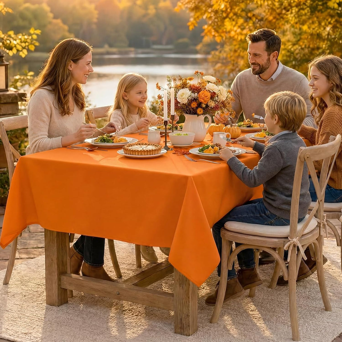 Softalker Rectangle Tablecloth, Waterproof Table Cloths Wrinkle Free Fabric Washable Polyester Table Cover for Dining Tables Party Outdoor Camping Parties Buffet - 60 x 102 inch, Orange