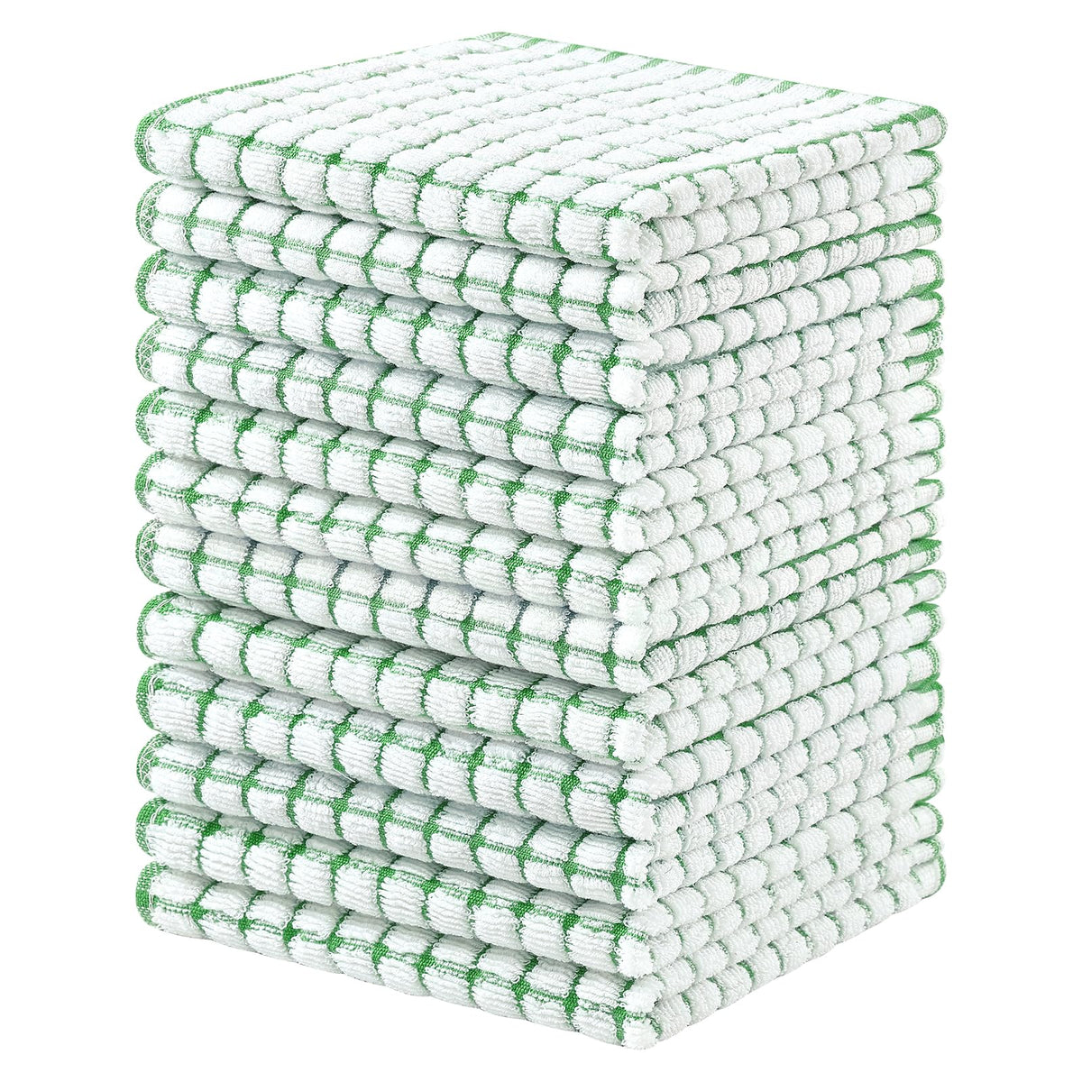 Homaxy 8 Pack Terry Kitchen Dish Cloths, 12"x12", Blue/Yellow/Red/Green