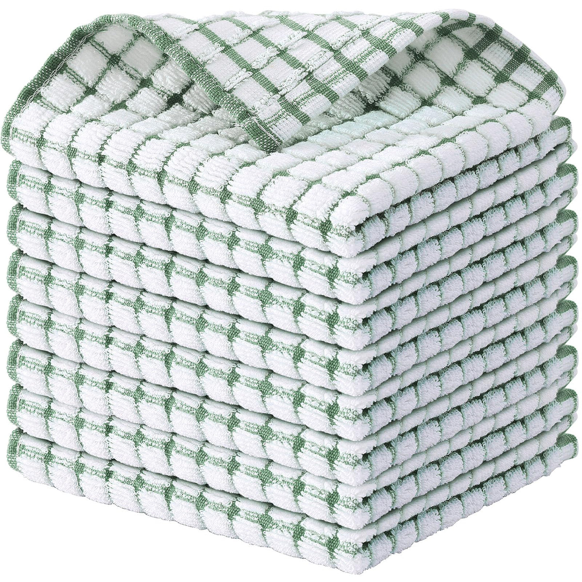Kitinjoy Cotton 8 Pack Terry Kitchen Dish Cloths, Mixed Color