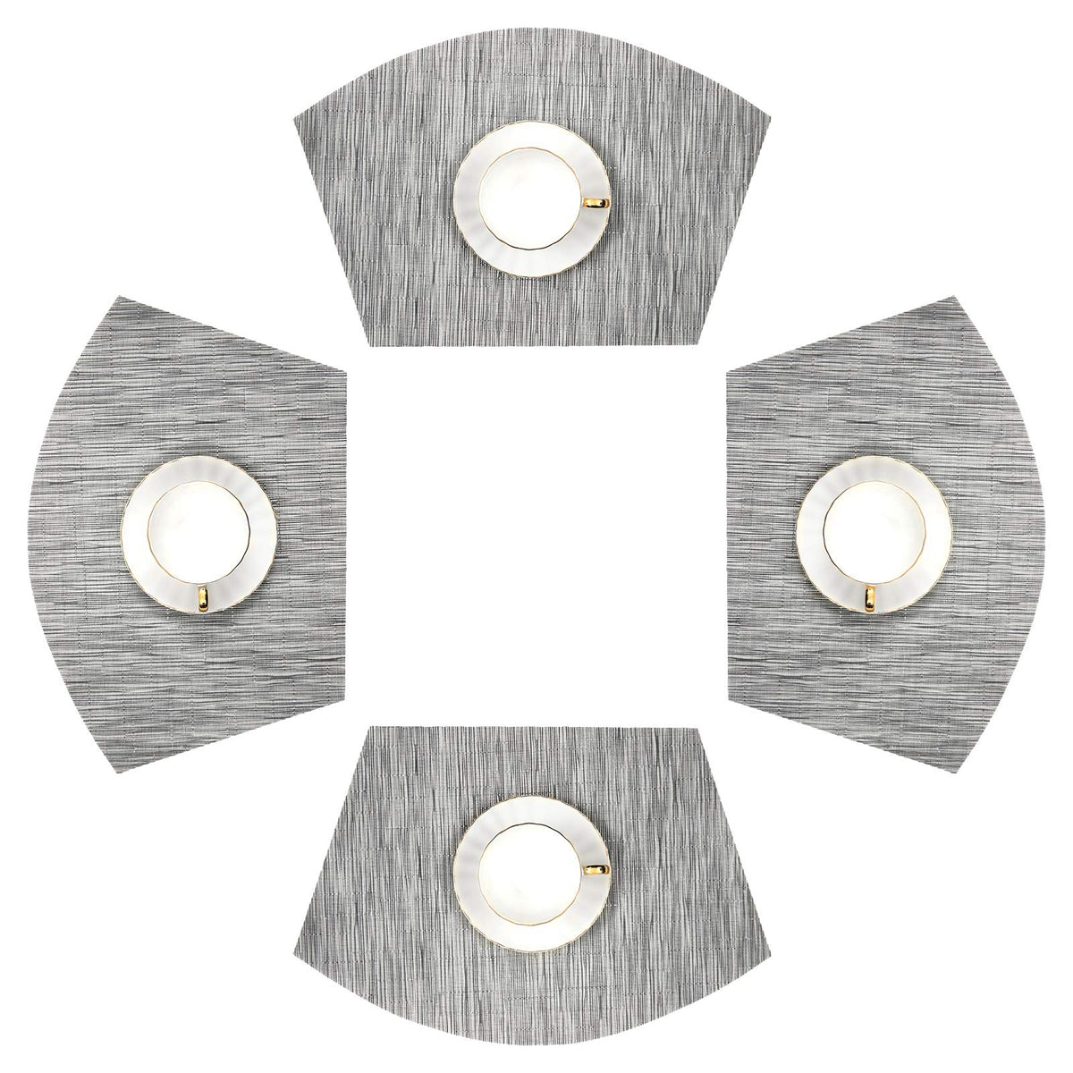 SHACOS Wedge Shape Placemats Set of 4 Woven Vinyl Placemat for Round Table