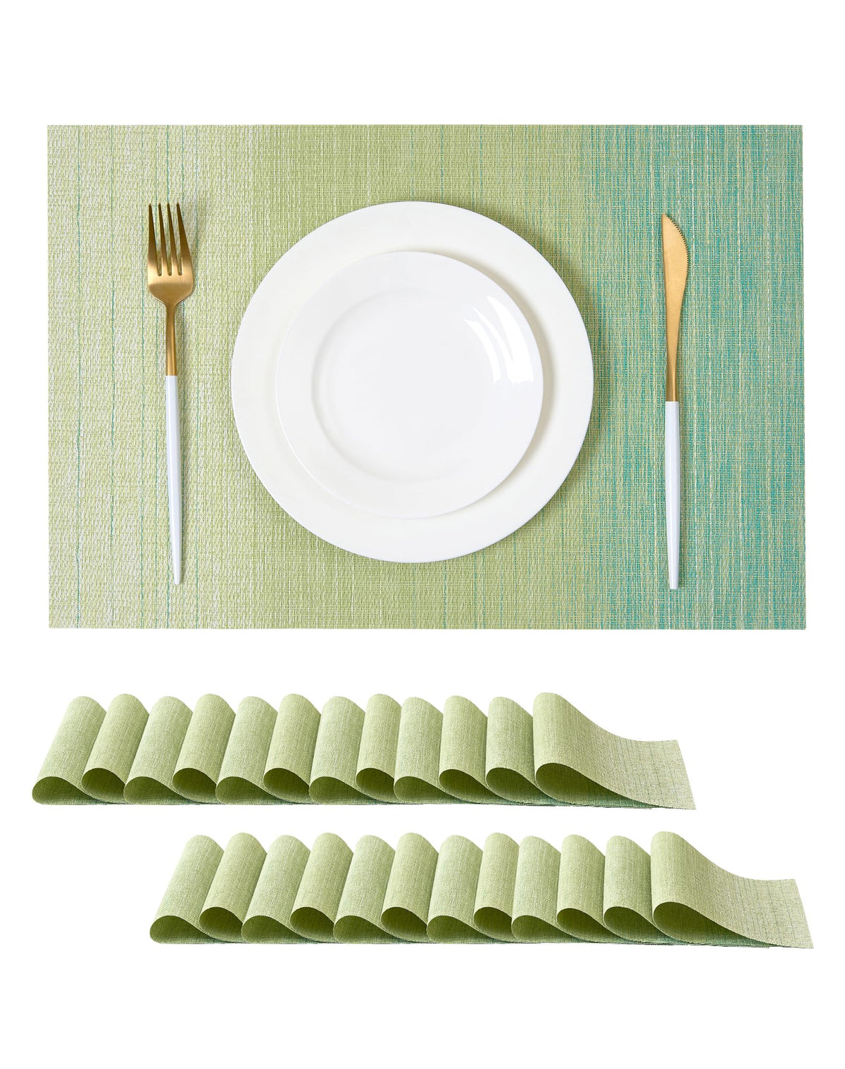 Beige Placemats Set of 4 - Heat-Resistant, Non-Slip Table Mats, Washable Woven Vinyl for Indoor & Outdoor Dining