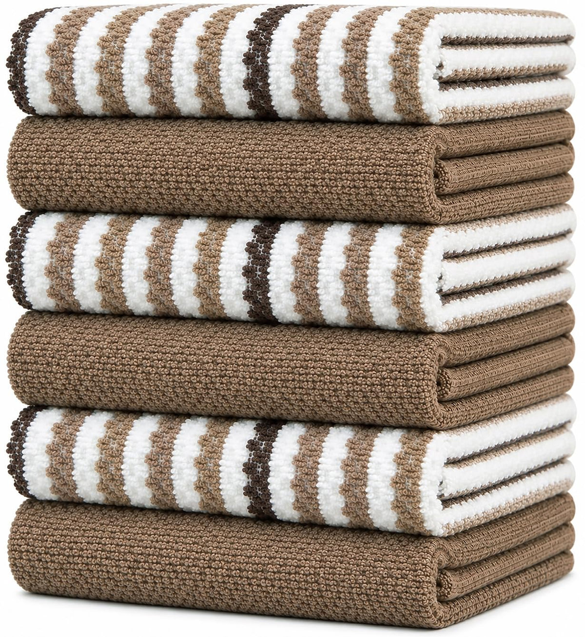 Bumble Dish Cloths 8-Pack, Cotton Kitchen Towels, 12"x12" Blue Wide Stripes