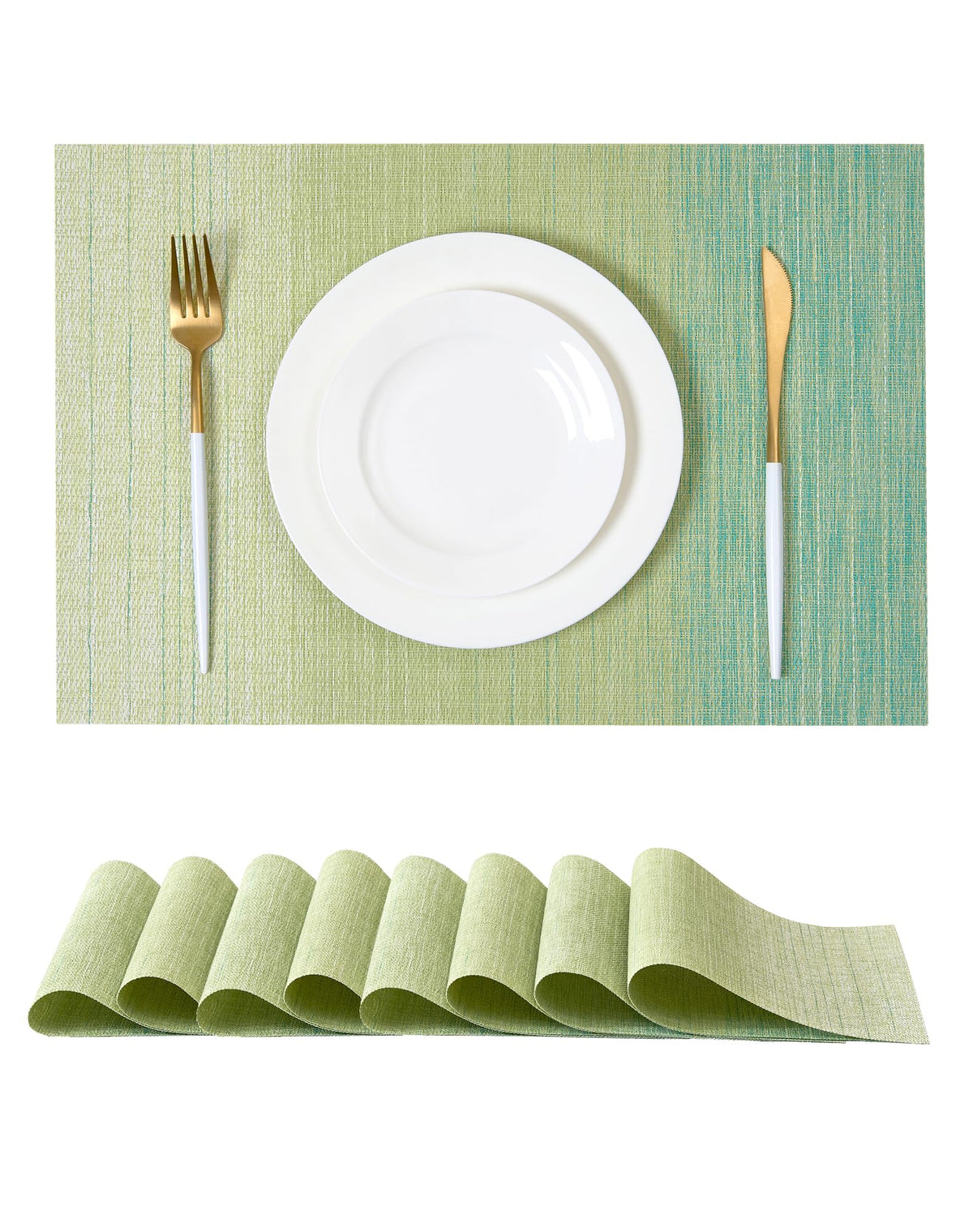 Beige Placemats Set of 4 - Heat-Resistant, Non-Slip Table Mats, Washable Woven Vinyl for Indoor & Outdoor Dining