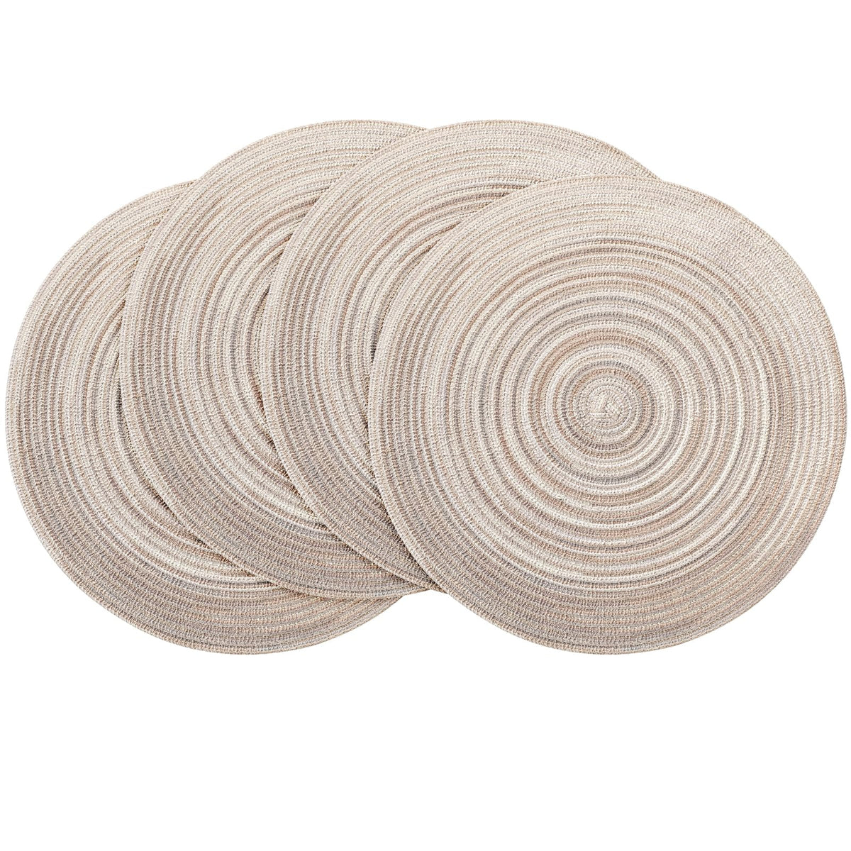 Floroom 15 Inch Round Braided Placemats Set of 4, Washable Heat Resistant Cotton Polyester Circle Place Mats for Kitchen Dining Table - Navy Blue