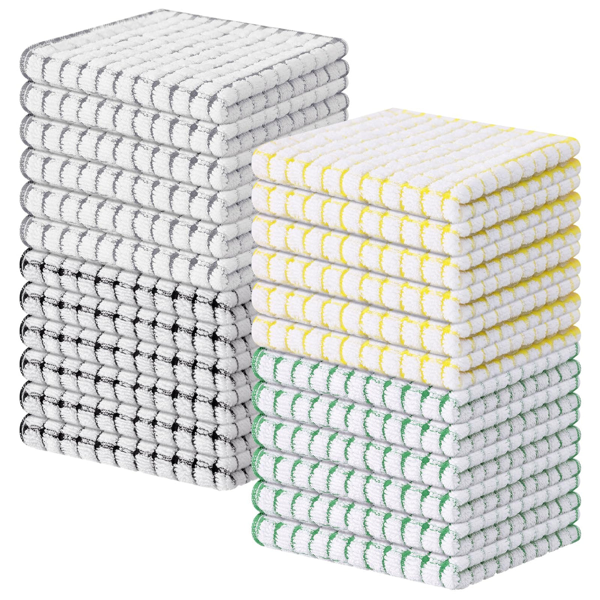 Kitinjoy Cotton 8 Pack Terry Kitchen Dish Cloths, Mixed Color