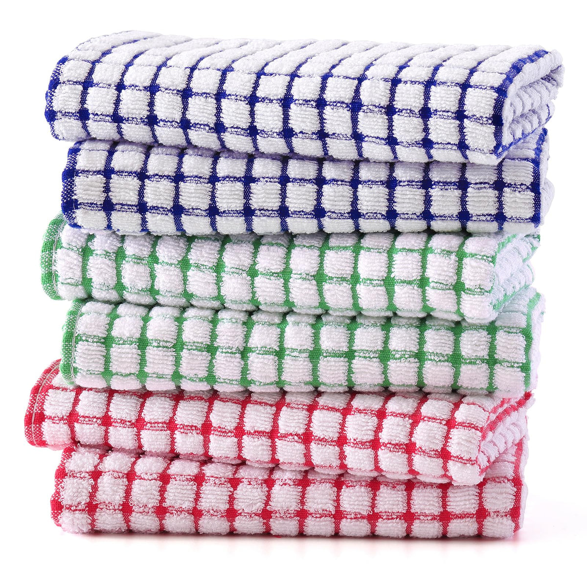 Kitinjoy Cotton 8 Pack Terry Kitchen Dish Cloths, Mixed Color