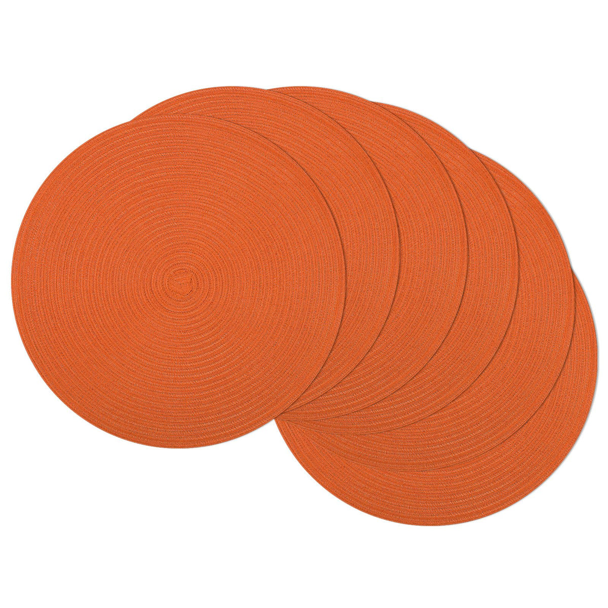 SHACOS 15 inch Round Placemats Set of 6, Cotton Polyester Woven Braided Place Mats, Washable Heat Resistant Circle Table Mats for Dining Table (Beige, 6)