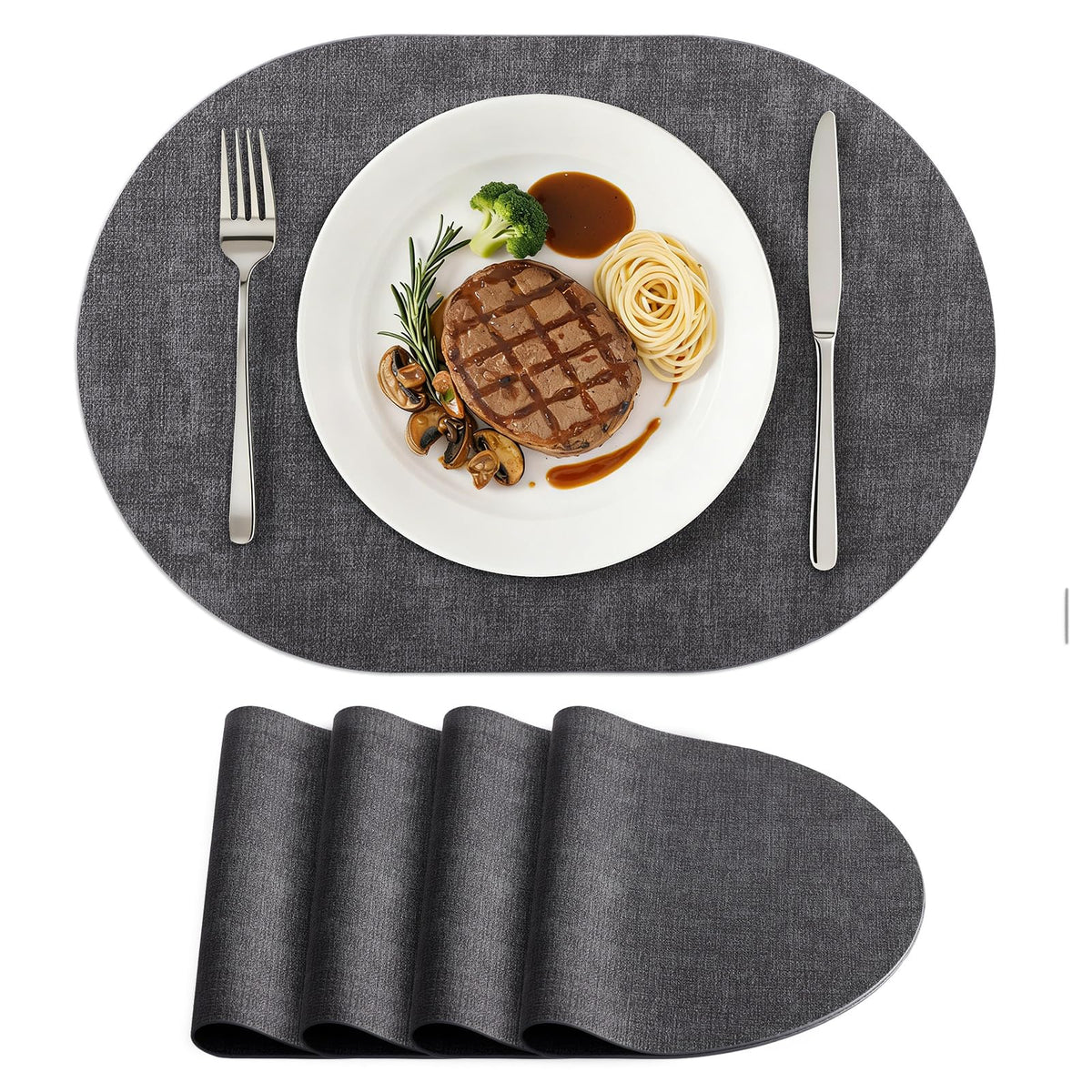 homing Heat Resistant Oval Placemats Set of 6, Beige