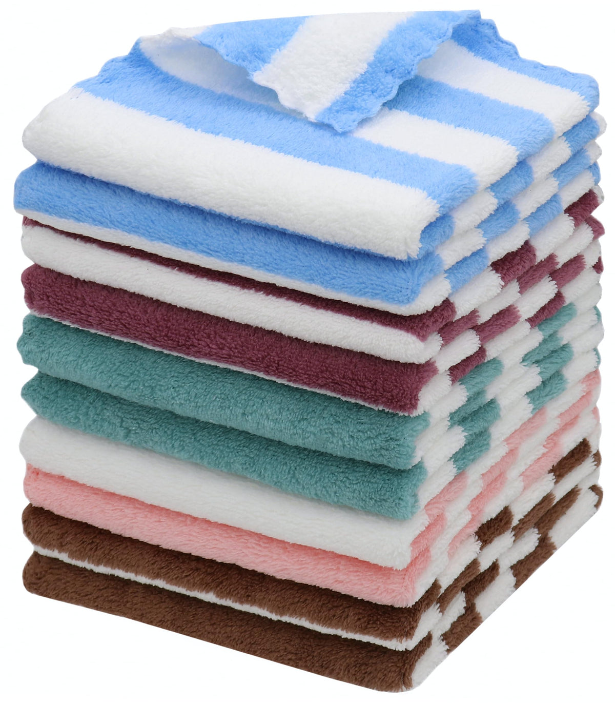 Microfiber Cleaning Cloth, 10 Pack Dish Rags, 12inx12in, Mix Color