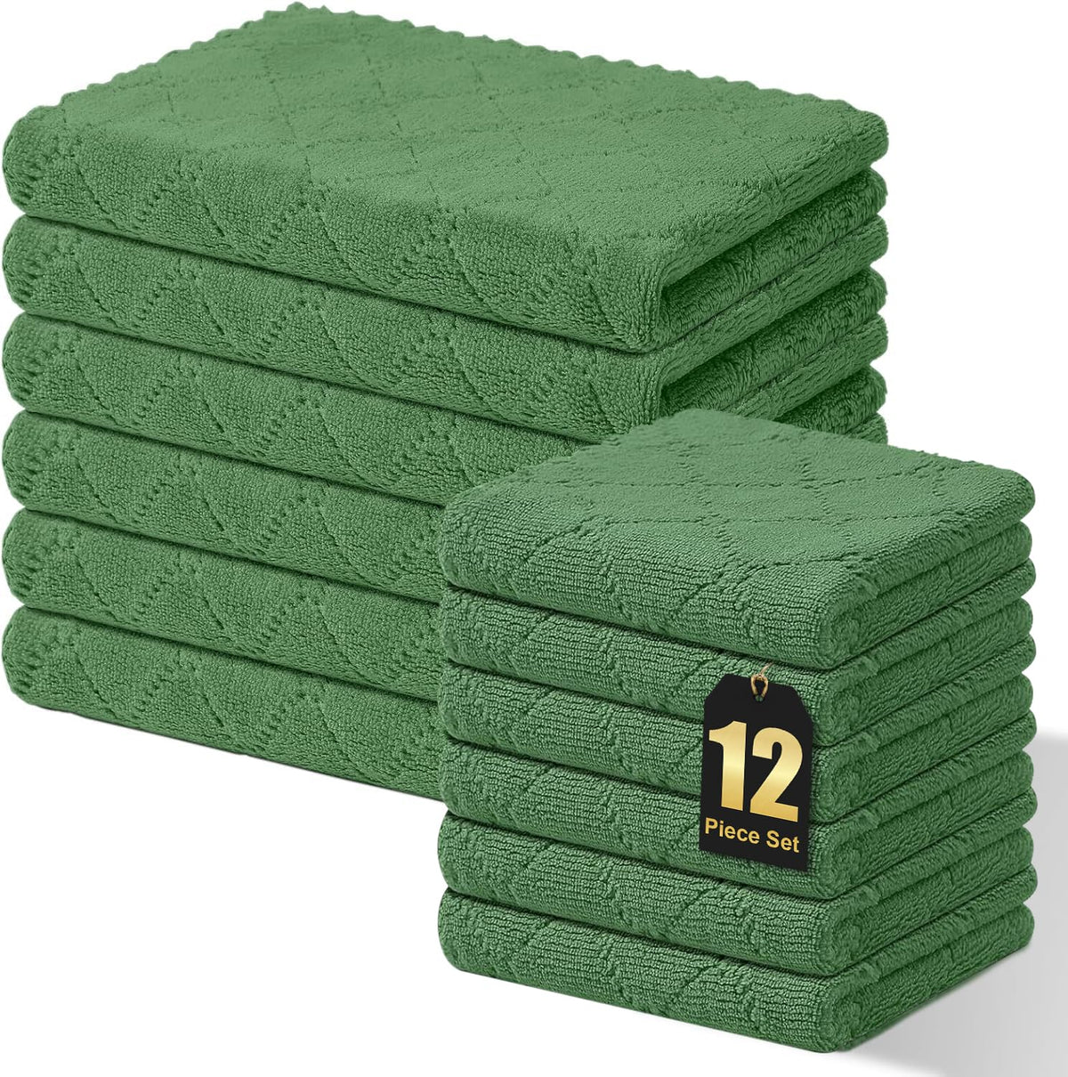 Homaxy 12 Pack Super Soft & Absorbent Dish Cloths, 10" x 10", Grey