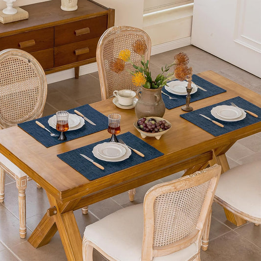Placemats Set of 6 Machine Washable Cloth Table Mats, 12x18 Inch