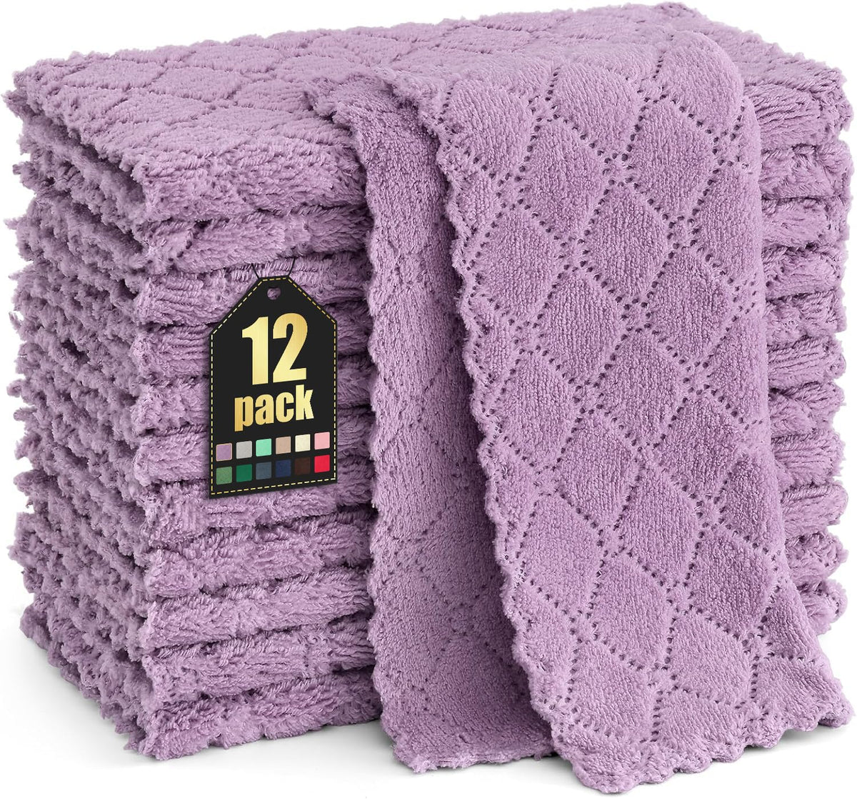 Homaxy 12 Pack Super Soft & Absorbent Dish Cloths, 10" x 10", Grey
