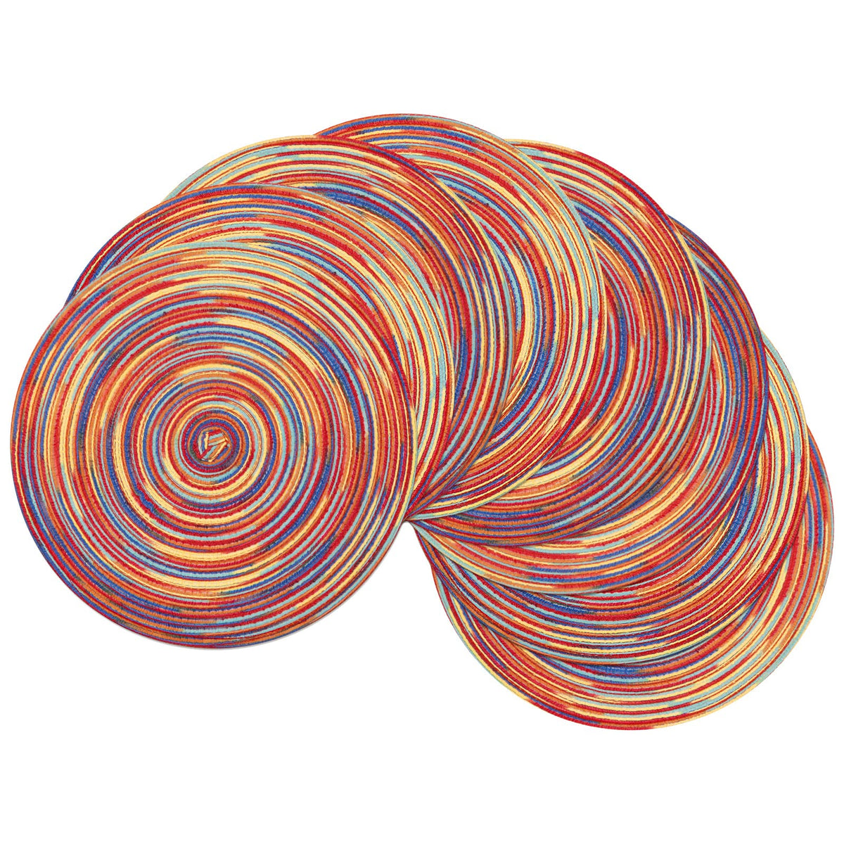 SHACOS Round Braided Placemats Set of 8 Cotton Fabric Round Table Mats Non Slip Washable 15 inch Round Place Mats Home Party Table Decor (Beige, 8)