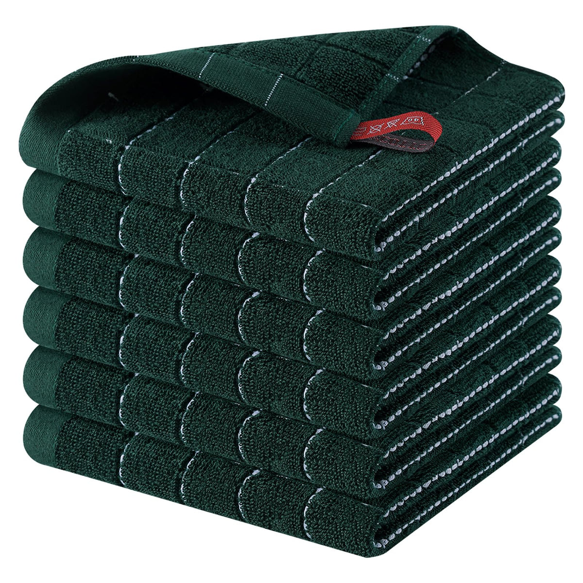 Homaxy 100% Cotton Terry Kitchen Dish Cloths, 6 Pack, Navy Blue