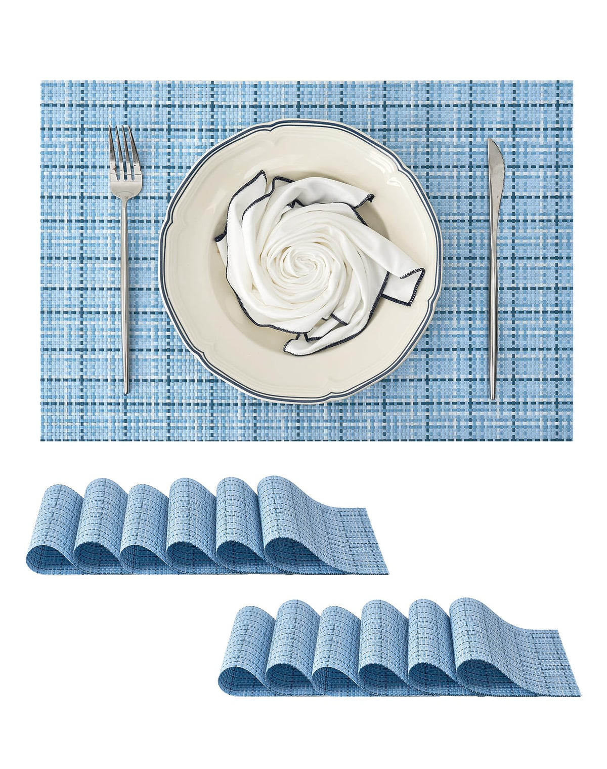Beige Placemats Set of 4 - Heat-Resistant, Non-Slip Table Mats, Washable Woven Vinyl for Indoor & Outdoor Dining
