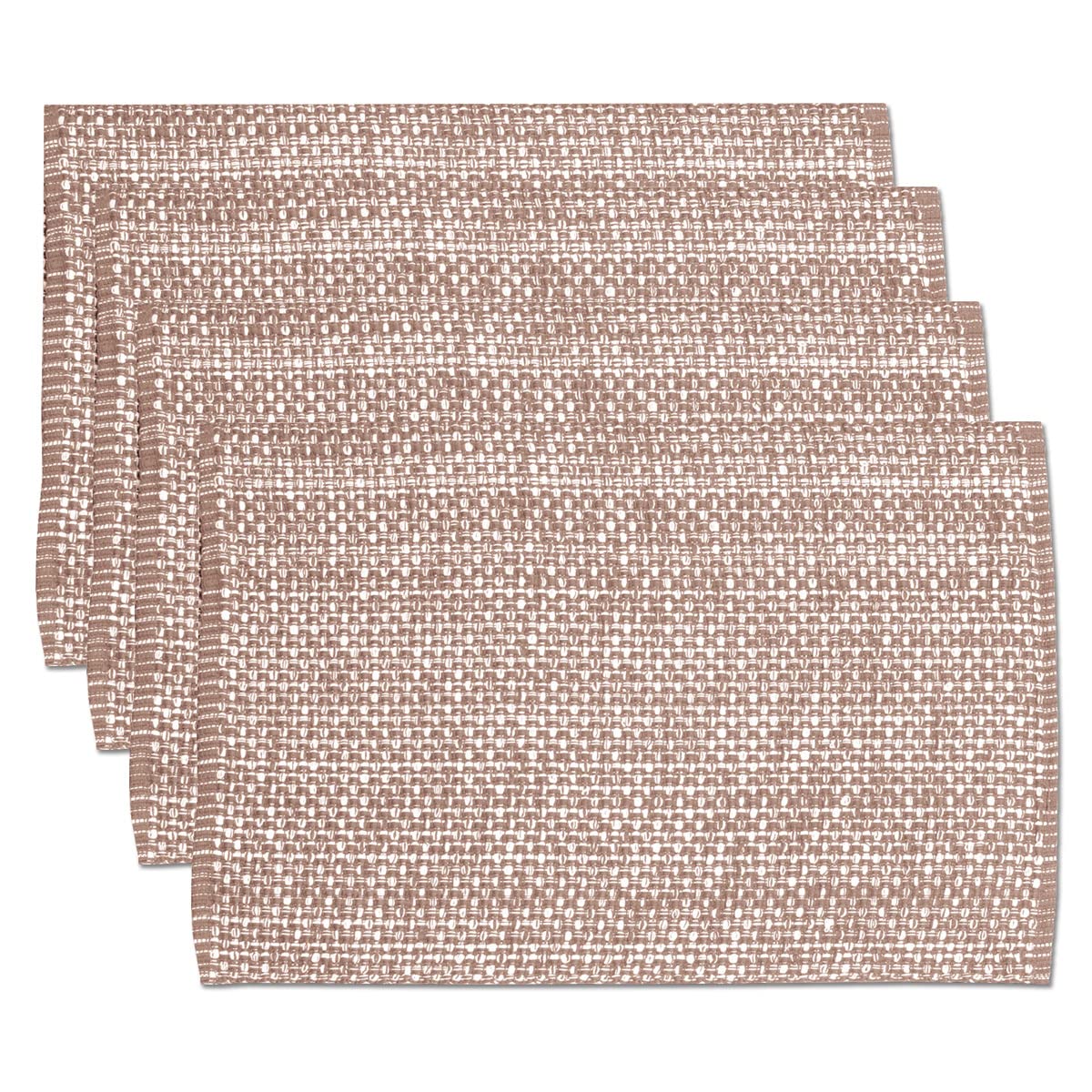 Sweet Home Collection 100% Cotton Placemats for Dining Room Rectangle Two Tone Woven Fabric 13" x 19" Soft Durable Table Mat Set, Set of 4, Eggshell