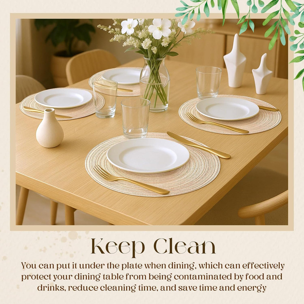 Geosar 100 Pcs Disposable Paper Placemat Cotton Woven 13'', Beige
