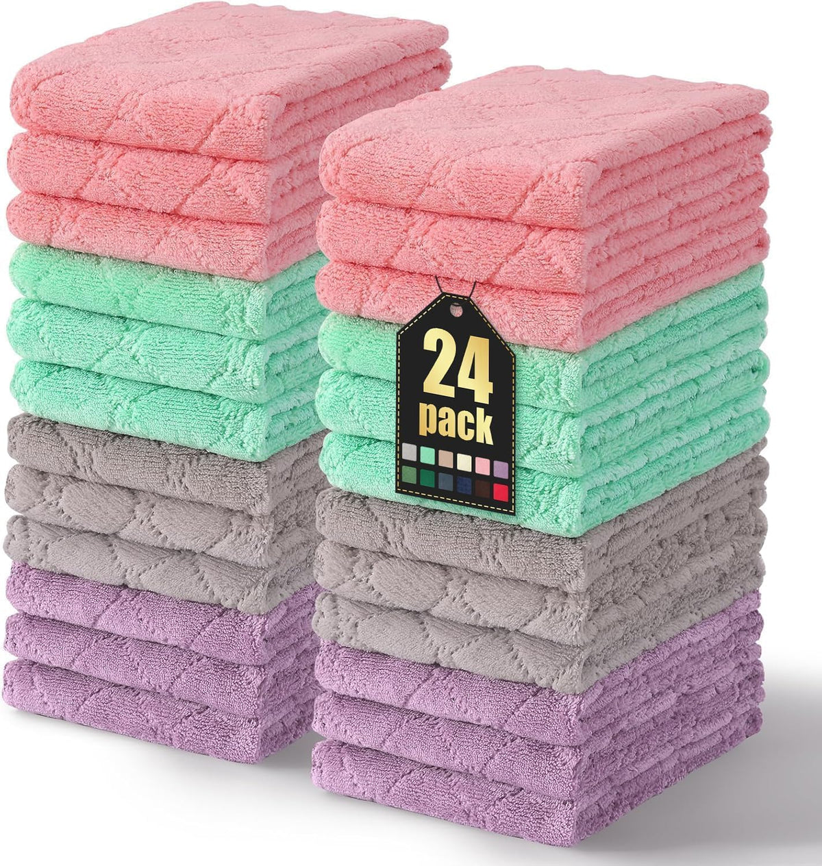 Homaxy 12 Pack Super Soft & Absorbent Dish Cloths, 10" x 10", Grey