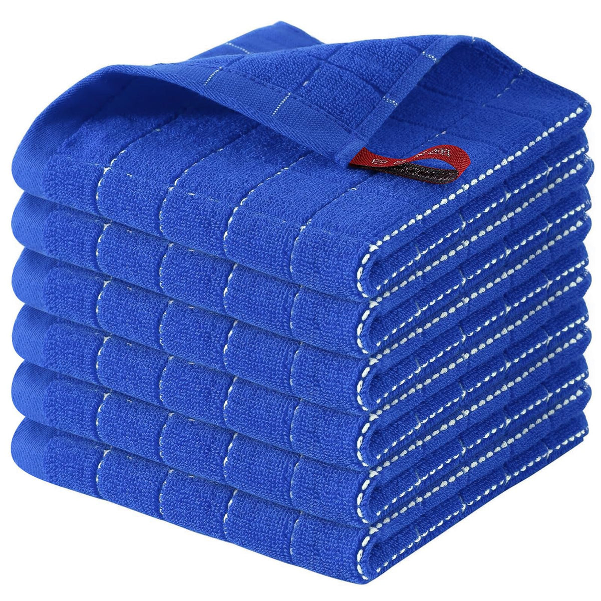 Homaxy 100% Cotton Terry Kitchen Dish Cloths, 6 Pack, Navy Blue