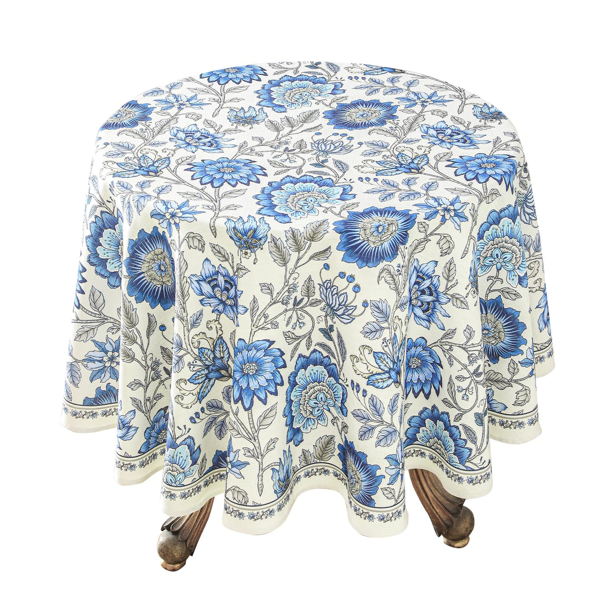 ISAENNE Designer Linen Rectangular Long Tablecloth,118"x67"-Serenity G