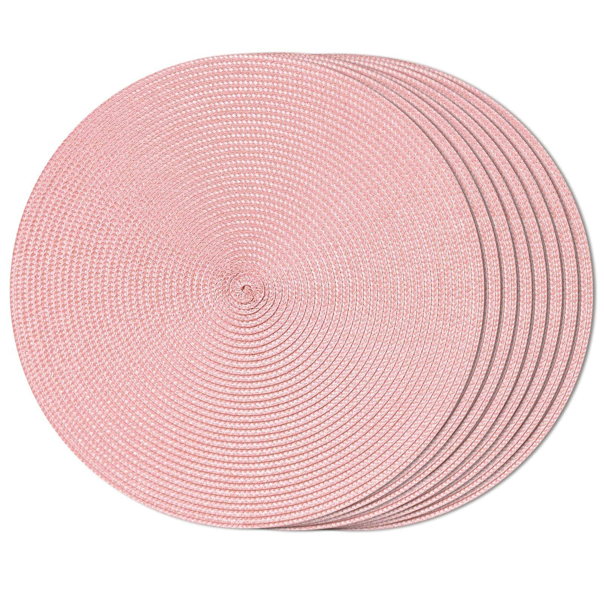 FunWheat Round Braided Placemats Set of 6 Table Mats for Dining Tables Woven Washable Non-Slip Place mats 15 inch(Orange, 6pcs)