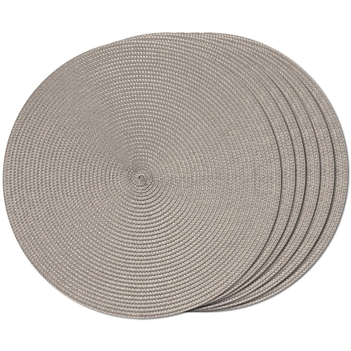 FunWheat Round Braided Placemats Set of 6 Table Mats for Dining Tables Woven Washable Non-Slip Place mats 15 inch(Orange, 6pcs)