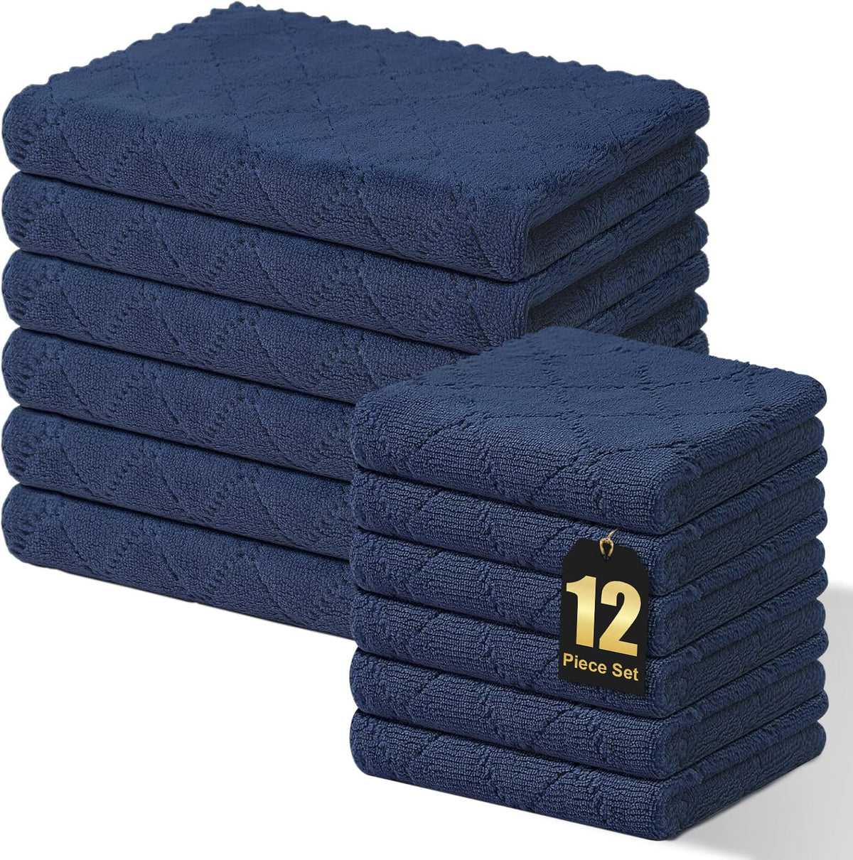 Homaxy 12 Pack Super Soft & Absorbent Dish Cloths, 10" x 10", Grey