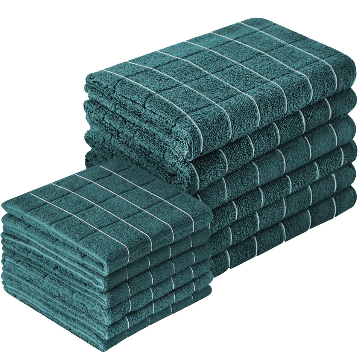 Puomue Microfiber Kitchen Towels and Dishcloths Set, 26 X 18 Inch and 12 X 12 Inch, Set of 12 Bulk Lint Free Dish Towels for Drying Dishes, Grey