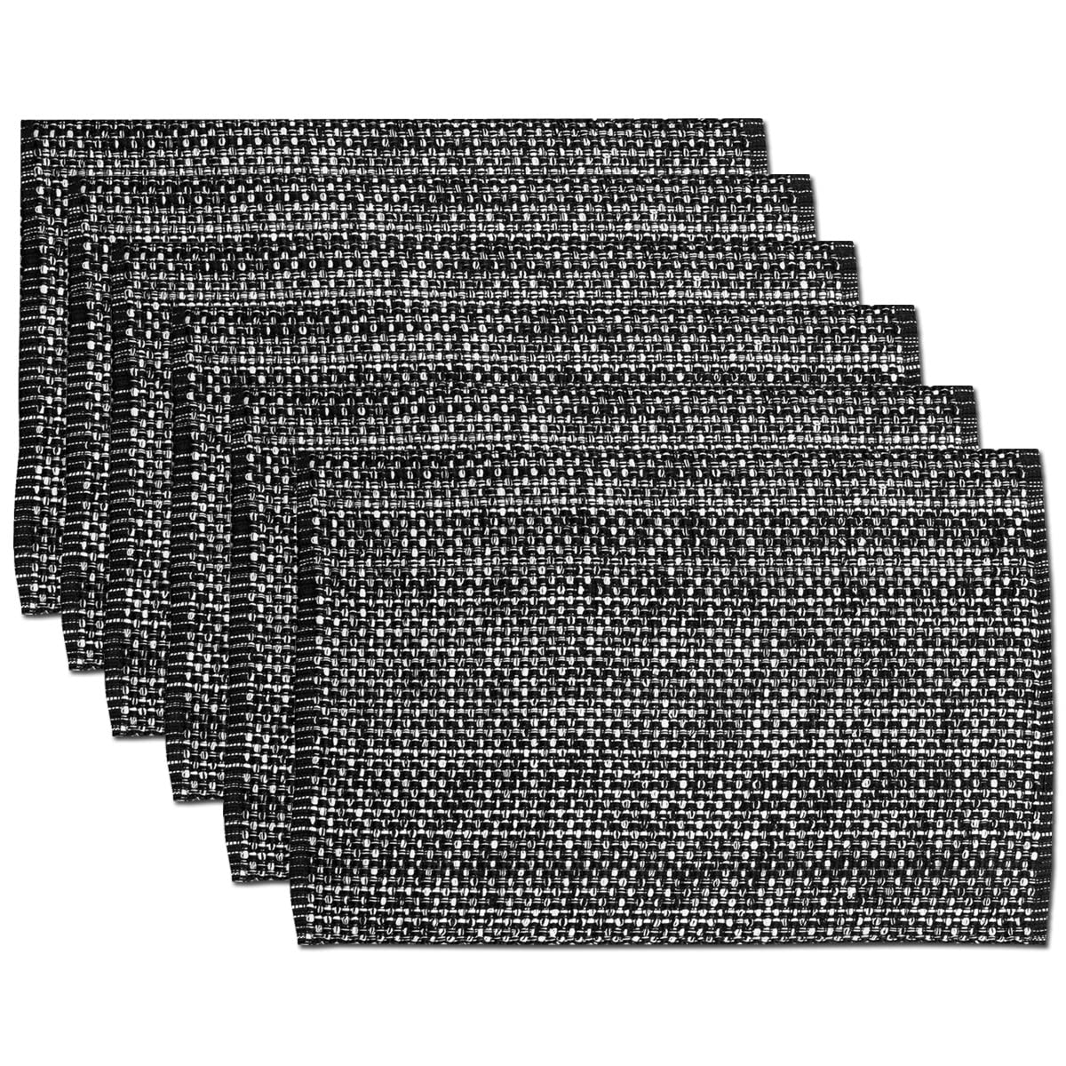 Sweet Home Collection 100% Cotton Placemats for Dining Room Rectangle Two Tone Woven Fabric 13" x 19" Soft Durable Table Mat Set, Set of 6, Eggshell