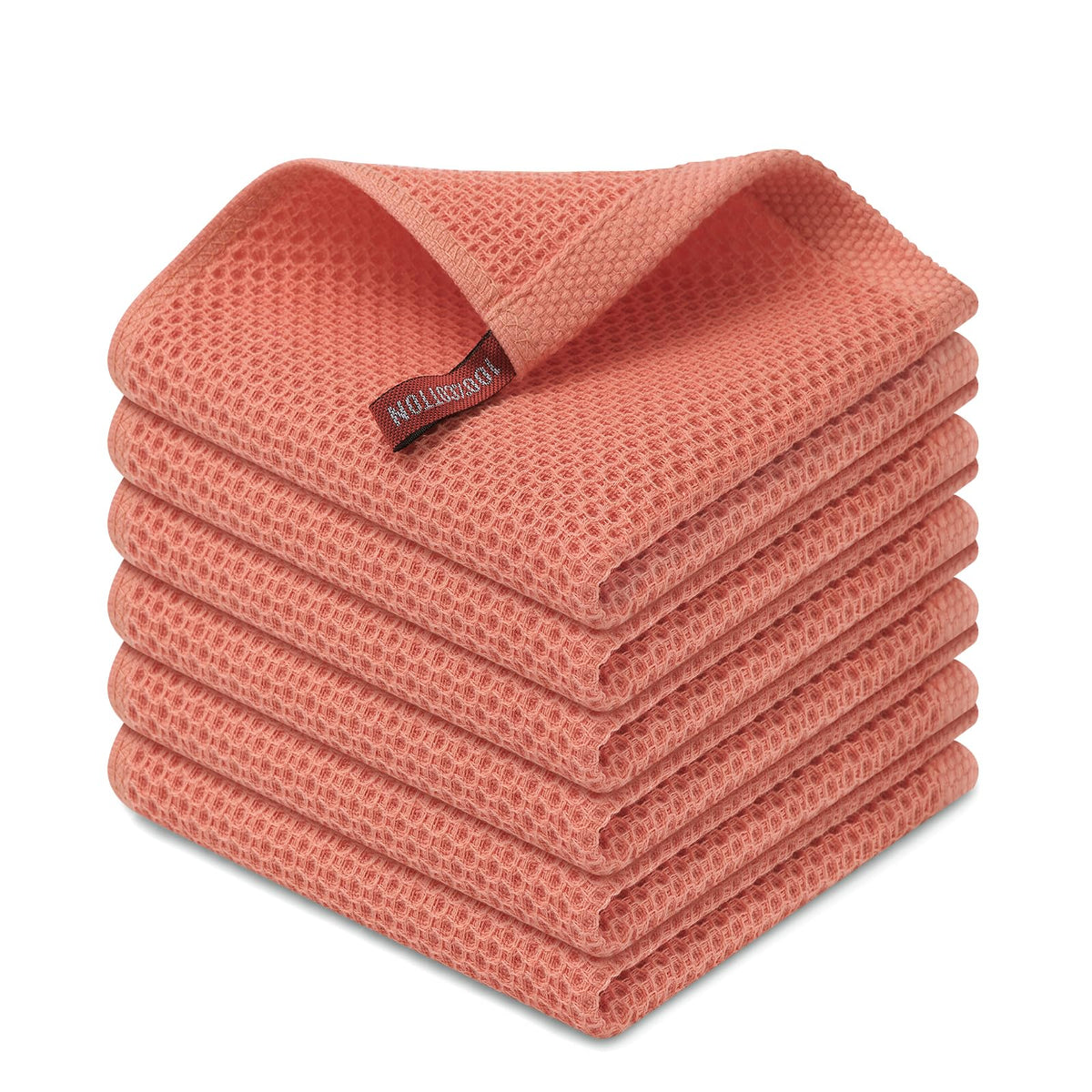 Kitinjoy 100% Cotton Waffle 6-Pack Kitchen Towels, 12" x 12", Dark Grey