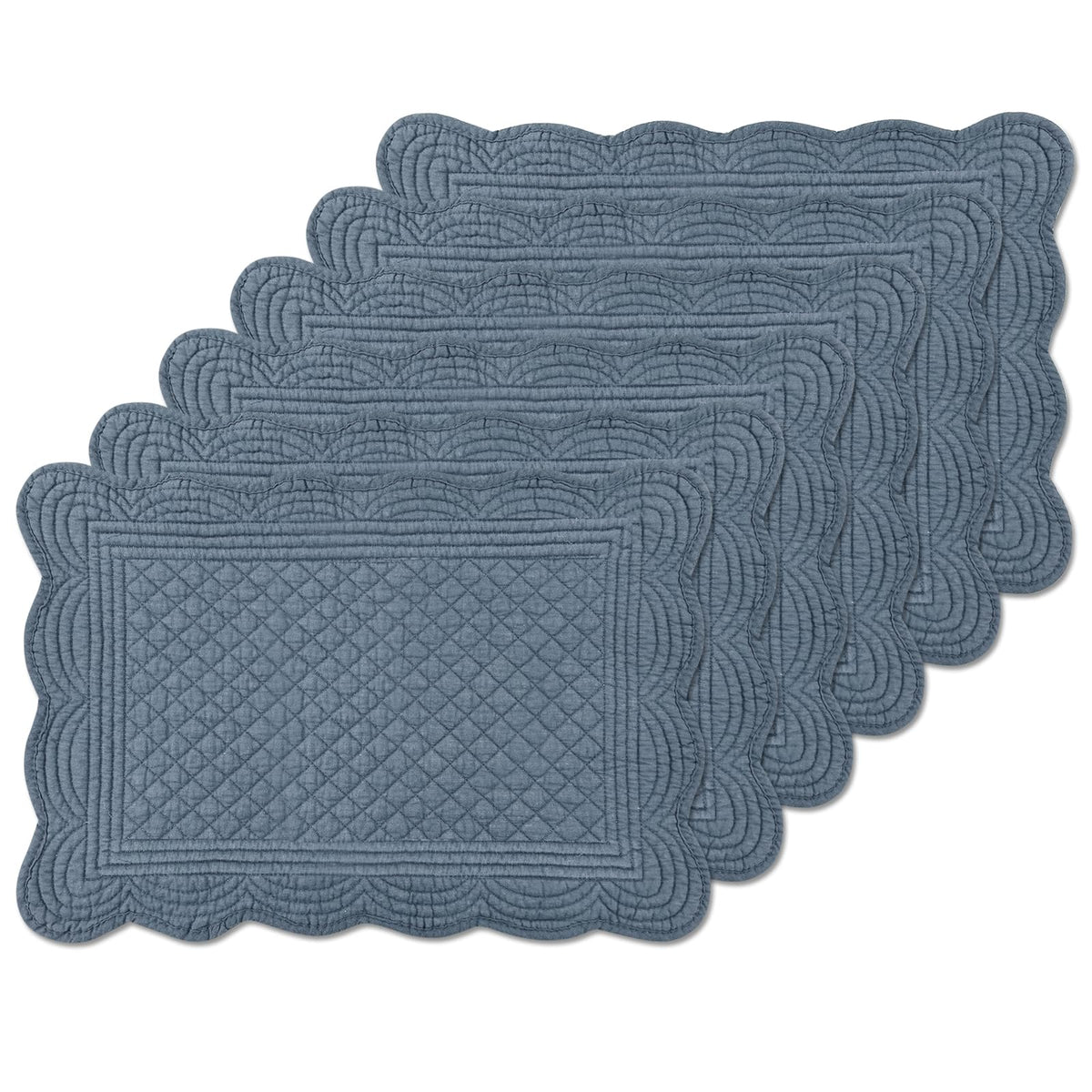 6 PC Quilted Placemats, 18"X13"Extra Large Cotton Placemats Set of 6, 100% Cotton Fabric Washable Cloth Table Mats for Kitchen & Dining Table - Soft &Easy Clean(Flax, Rectangular)