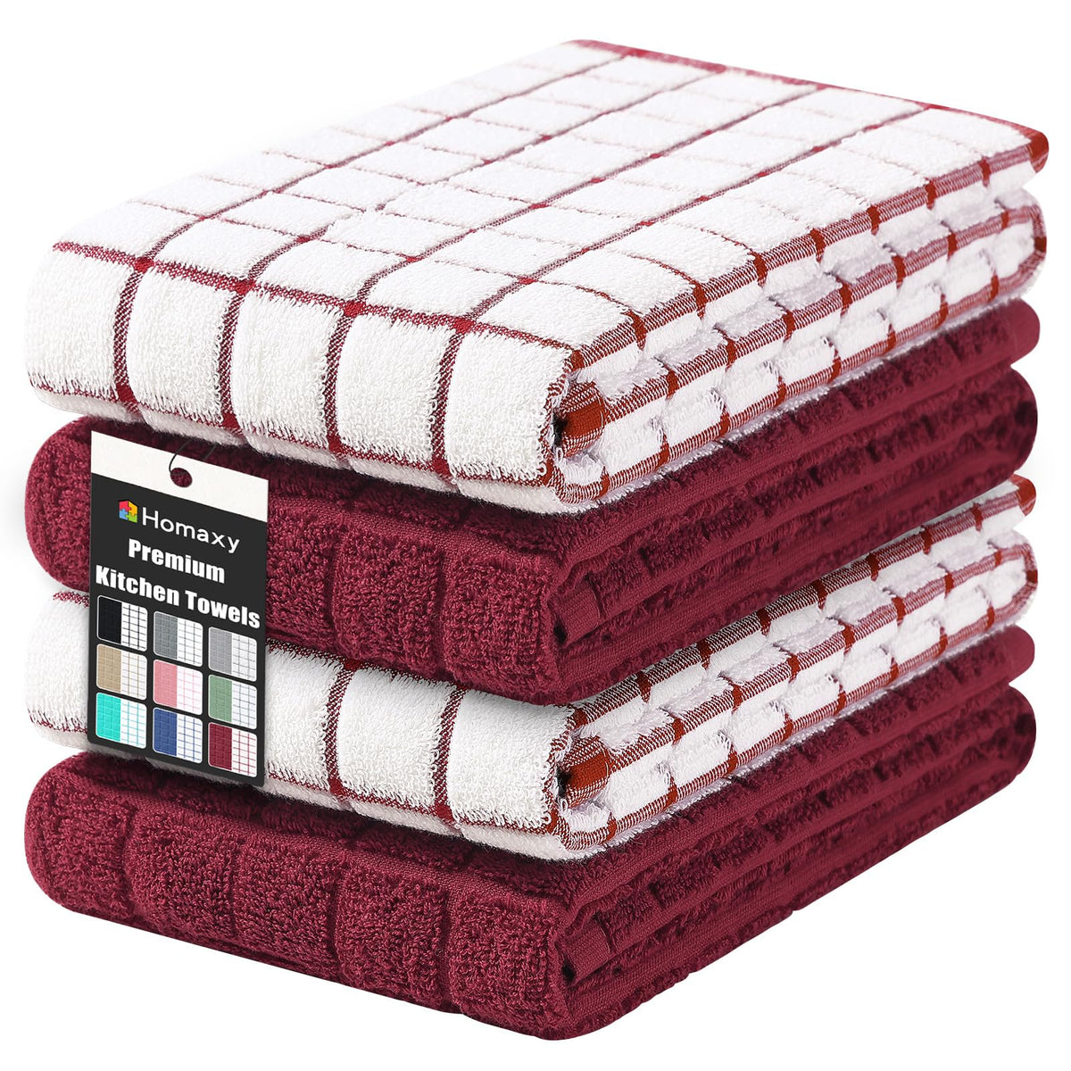 Homaxy Premium Cotton Kitchen Dish Cloths 12"x 12", 6 Pack, Tan