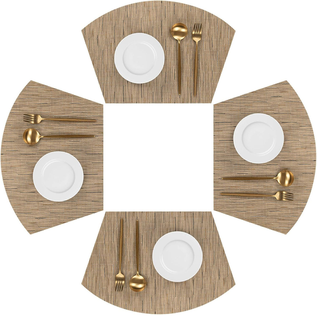 SHACOS Wedge Shape Placemats Set of 4 Woven Vinyl Placemat for Round Table