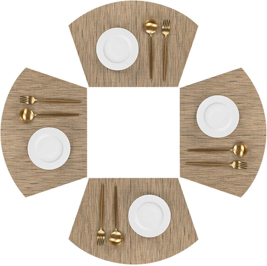 SHACOS Wedge Shape Placemats Set of 4 Woven Vinyl Placemat for Round Table